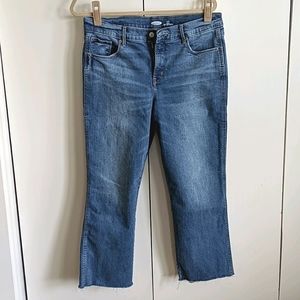 Cropped flare jeans with raw hem